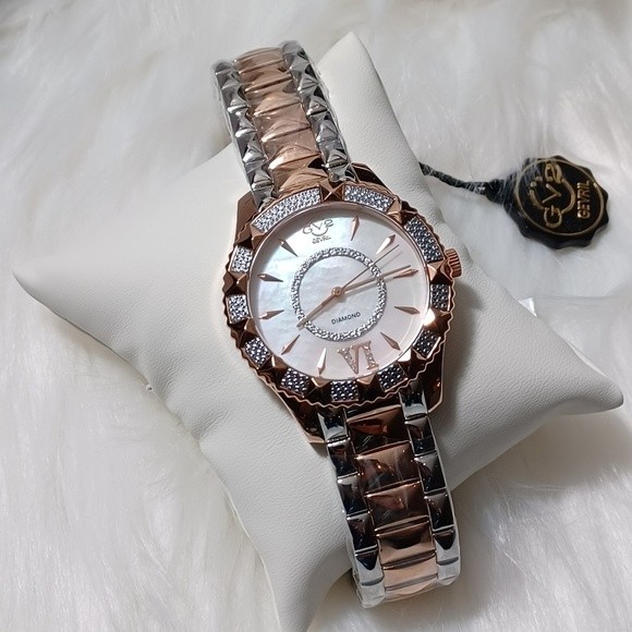 Gevril 2 Tone Venice Mother of Pearl & Diamond Bracelet Watch, 39mm - 0.… - Picture 5 of 11